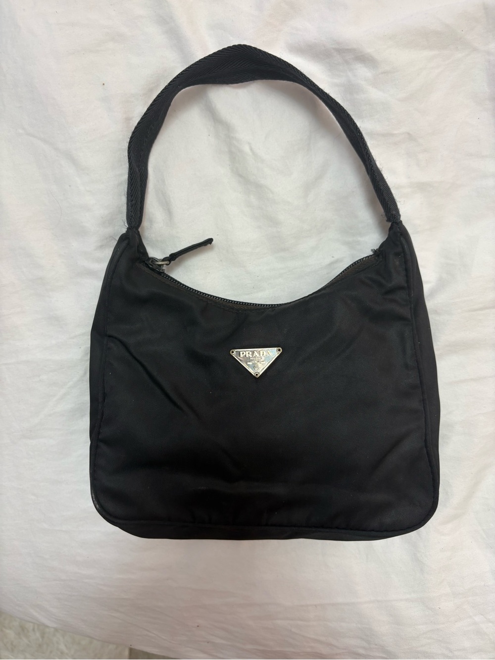 Vintage Prada Black Nylon Shoulder Bag